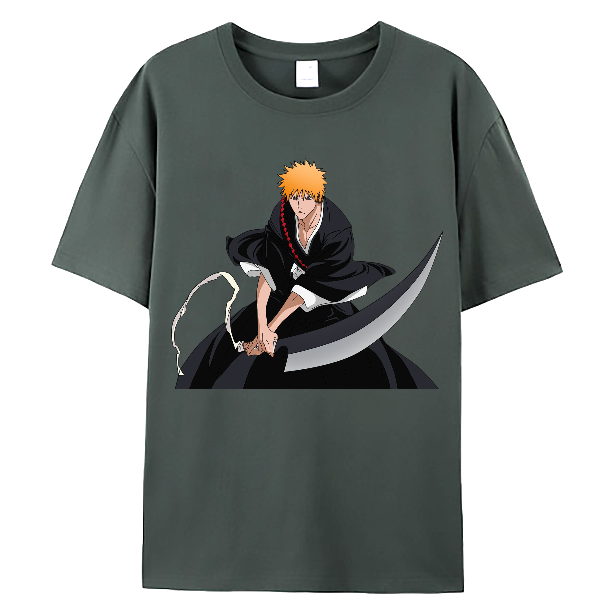 （画像用） ブリーチ 黒崎一護（くろさき いちご）BLEACH Kurosaki Ichigo 綿100％ メンズ半袖Tシャツ｜肌触りやわらか＆通気性